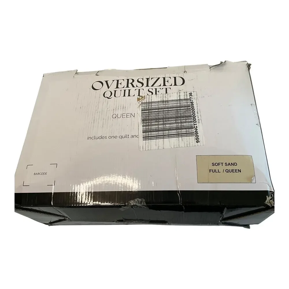 Southshore Fine Linens Oversized Lightweight 3 Pc Quilt Set Beige Full/Queen